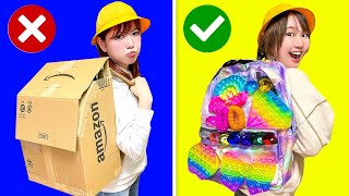 テストで良い点数を取る方法…？小学校で使えるカバンの裏ワザ！小学生がリュックをかわいく変身するライフハックに挑戦【寸劇】 [upl. by Lehcear308]