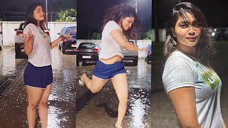 Shivani Narayanan Hot Rain Dance 🌧️  Chennai Rain  Tamil Actress Rain Dance [upl. by Corny]