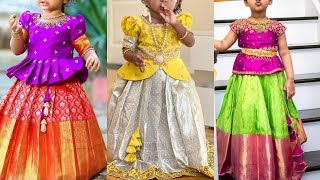 Latest Pattu Pavadai Designs For Girls  Pattu Langa Blouse Designs  Peplum Pattu Sattai Designs [upl. by Nwahsad]