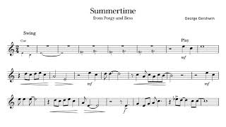 Easy Trumpet PlayAlong  Summertime by Gershwin  with sheet music [upl. by Tesler]