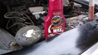 meguiars liquid cleaner wax test on dull black paint amp engine bay wipe down [upl. by Dickens411]