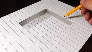 How to Draw a Step in Line Paper  Easy 3D Trick Art [upl. by Nutter]