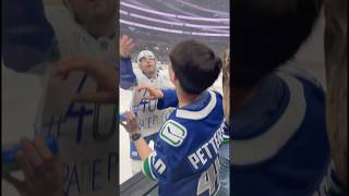 Canucks Vs Kings  I got a puck from Jake DeBrusk canucks nhlnews nhlnetwork jakedebrusk [upl. by Oned331]