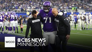 Vikings offensive line reacts to losing Darrisaw to injury [upl. by Einolem]