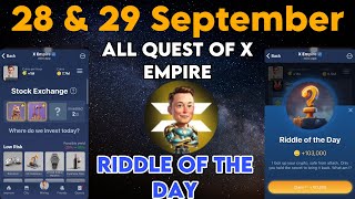 28 September Riddle Of The Day  28 September All Quest X Empire  Musk Empire [upl. by Hayilaa348]