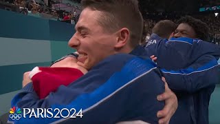 Team USA Japan celebrate their medals in men’s team gymnastics competition  Paris Olympics [upl. by Ainet]