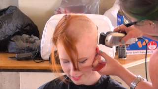 Shave For a Cure 2015  Long Red Hair shaved for charity [upl. by Nomled853]