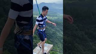 Bungee Jumping With Rope In Beautiful Place The Handsome Guy Walks So Easily😂extreme bungee [upl. by Samira]