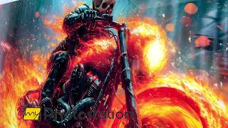 Ghost Rider Riding a Fire Motor Glass Wall Art [upl. by Aiet327]