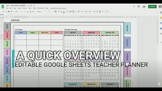 Google Sheets Editable Digital Teacher Planner  A quick introduction [upl. by Acacia]