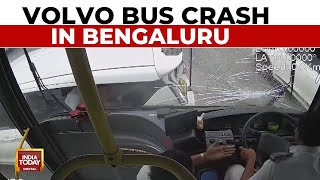 Volvo Bus Crash in Bengaluru  3 bikers mowed down on busy street  India Today [upl. by Eerrahs]