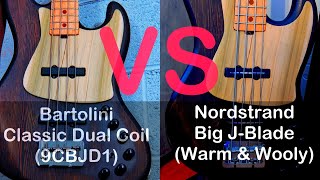 Jazz Bass Pickups Bartolini Classic Dual Coil 9CBJD1 vs Nordstrand Big JBlades Warm and Wooly [upl. by Elidad765]