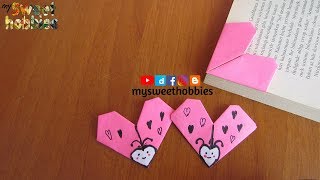 origami kalp kitap ayracı yapımı DIY heart bookmarks tutorial [upl. by Dyrrej]