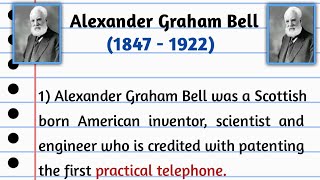 10 lines Alexander Graham Bell essay in English  Graham Bell Biography AG Bell story Telephone [upl. by Lytsirk]