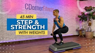 Step and Strength  45 Min Stepper workout with Weights [upl. by Pettiford]