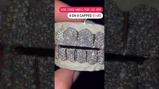 8 on 8 Capped VVS Moissanite Grillz  MOISSANITEBAZAARCOM [upl. by Gabrielli]