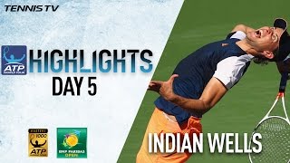 Thiem Wawrinka Monfils Advance In Indian Wells 2017 Monday Highlights [upl. by Idnem]