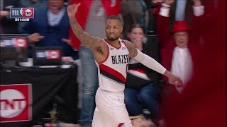 Damian Lillard Waves Goodbye to Russell Westbrook  Game 5  April 23 2019 [upl. by Anaujik804]