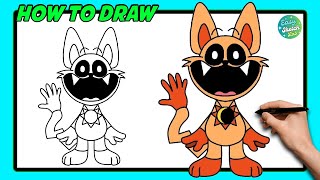 How to Draw Poppy Playtime Catfeine Cute Character  Step By Step Tutorial [upl. by Heater]