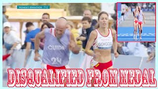 Paralympic marathon runner disqualified from medal after error two metres from finish line [upl. by Aifos]