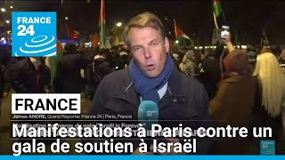 Des milliers de manifestants à Paris contre un gala de soutien à Israël • FRANCE 24 [upl. by Hachmin642]