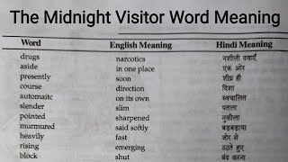 The Midnight Visitor Word Meaning  Class 10 English The Midnight Visitor Word Meaning  ashok [upl. by Stalker]