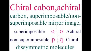 Chiral carbonachiral carbonsuperimposablenonsuperimposable mirror imagedissymmettic molecules [upl. by Haelam]