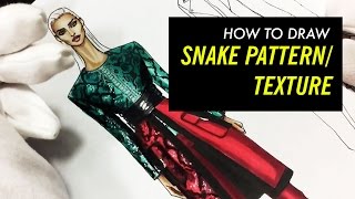 DRAWING SNAKE PATTERNTEXTURE  Fashion Drawing [upl. by Ecaidnac]