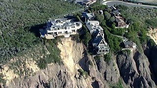 Luxury mansions teeter on cliff edge after landslides in California [upl. by Assecnirp]