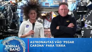 Cápsula que irá trazer à Terra astronautas presos no espaço chega a ISS  Jornal da Band [upl. by Fedora]