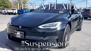 Tesla Model S Plaid Dual Motor Adjustable Suspension Easy and quick to go low and high [upl. by Anaila]