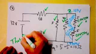 Parallel and Series Resistor Circuit Analysis Worked Example using Ohms Law Reduction  Doc Physics [upl. by Narmi]