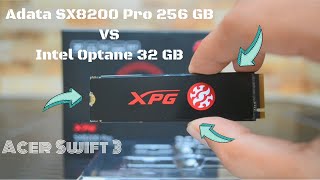 Adata SX8200 Pro Review  SSD M2 Nvme VS Intel Optane 32GB Acer Swift 3 [upl. by Enenstein477]