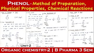 Method of preparation of phenol  Chemical reaction of phenol  Physical properties of phenol POC2 [upl. by Yemarej173]