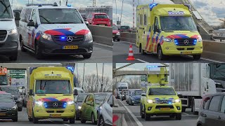 Rijkswaterstaat Politie amp Ambulances met spoed naar een ongeval op de Merwedebrug [upl. by Nerfe]