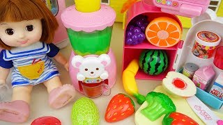 Baby doll fruit juice maker and refrigerator toys play [upl. by Beau305]