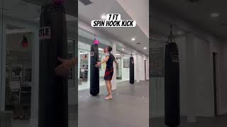 7 feet spin hook kick… so guys don’t try this at home ☠️ muaythai boxing taekwondo kickboxing [upl. by Humberto641]