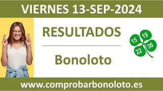 Resultado del sorteo Bonoloto del viernes 13 de septiembre de 2024 [upl. by Caneghem864]