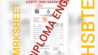 Download Diploma Engg Mark sheet DMCin easy steps hsbte officialTechR digilockeer [upl. by Stepha271]