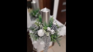 Stroik Świąteczny w kolorze srebrnym ze świecą Christmas decoration DIY [upl. by Gilbertina716]