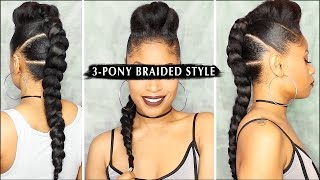 DOPE 3PONY BRAIDED STYLE 🔥  Tutorial [upl. by Llenrev]