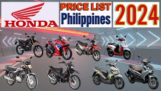 Honda Motorcycles Price List in Philippines 2024 [upl. by Anael]