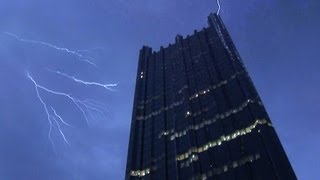 Pittsburgh HD Lightning Compilation  intense strikes over skyscrapers [upl. by Akitahs]