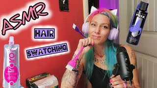 NEON PINK IROIRO and ARCTIC FOX PERIWINKLE HAIR DYE  ASMR Hair Swatching [upl. by Ellerd]