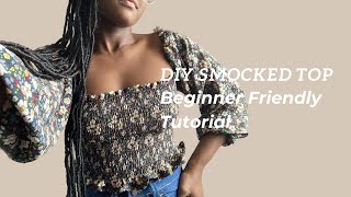 Diy Shirred Smocked Top  Beginner Friendly Tutorial [upl. by Stegman]