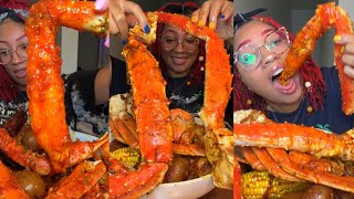 GIANT KING KRAB SEAFOOD BOIL MUKBANG  KING CRAB SEAFOOD BOIL 🦀🦐🥔🥚🌽 [upl. by Euqilegna]