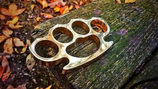 Making BRASS KNUCKLES Knuckle Dusters Using Stock Removal [upl. by Salvay]