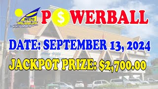 WCTC Powerball Drawing ll Jackpot Prize 270000 September 13 2024 [upl. by Francoise]