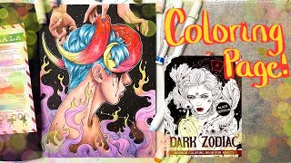 Ohuhu Alcohol Markers  Prismacolor Colored Pencils  Dark Zodiac Coloring Book [upl. by Tavey]