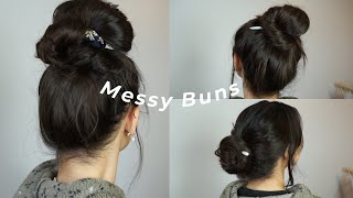 3 Easy Messy Buns  Long Hair Friendly ♡ [upl. by Asiulairam]